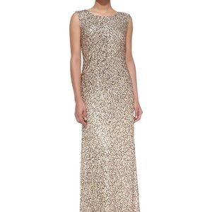 Aidan Mattox Gold Sequin Gown SZ 2